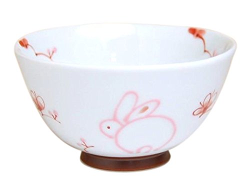 Amazon｜飯碗 茶碗 ご飯 おしゃれ 有田焼 波佐見焼 一珍花うさぎ 赤